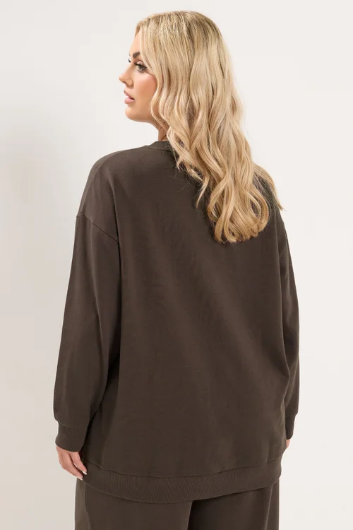 Yours Curve Chocolate Brown Sweatshirt - 26-28 Image 3