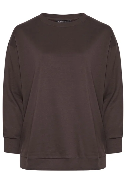 Yours Curve Chocolate Brown Sweatshirt - 26-28 Image 5