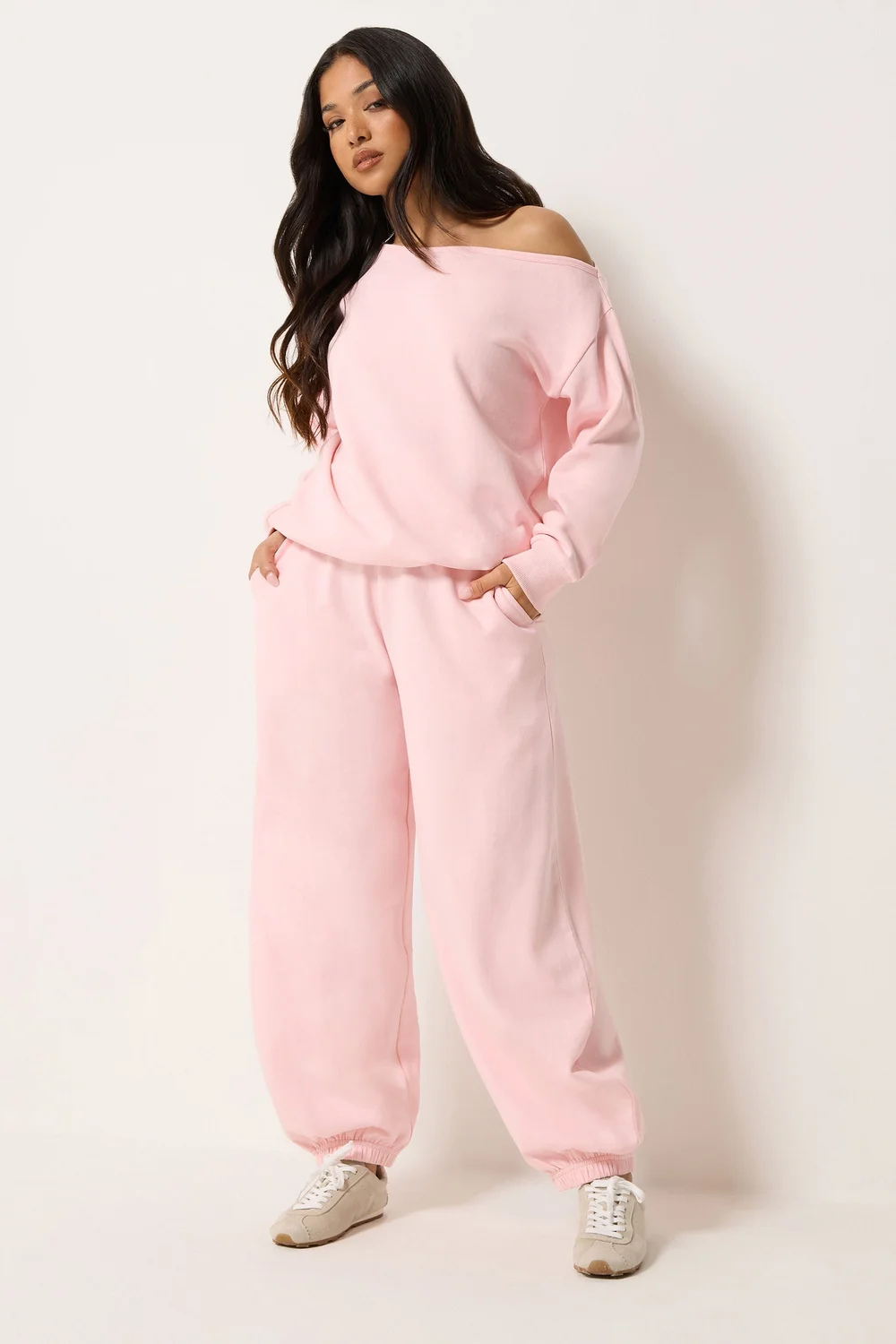 PixieGirl Petite Light Pink Off Shoulder Sweatshirt - 14 Image 3