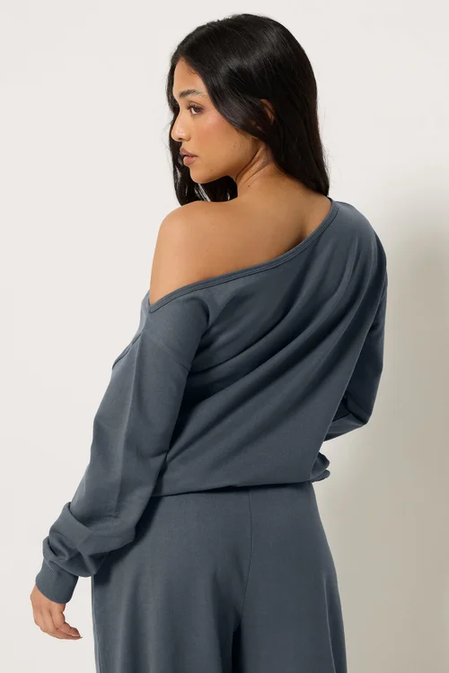PixieGirl Petite Dark Blue Off Shoulder Sweatshirt - 12 Image 4