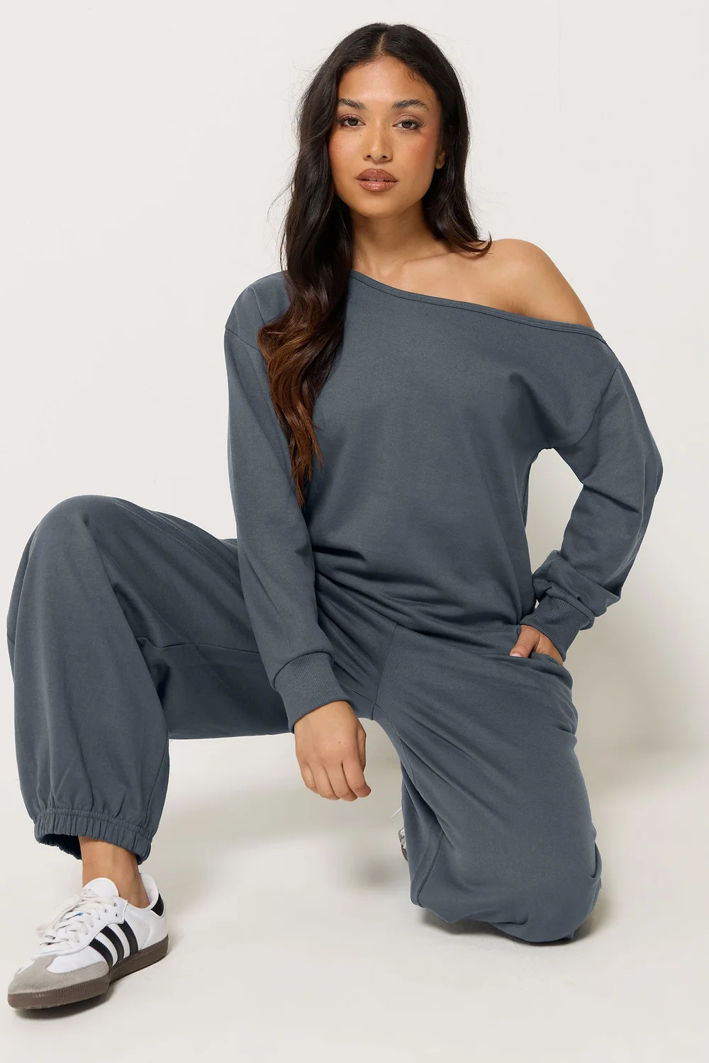 PixieGirl Petite Dark Blue Off Shoulder Sweatshirt - 12 Image 2