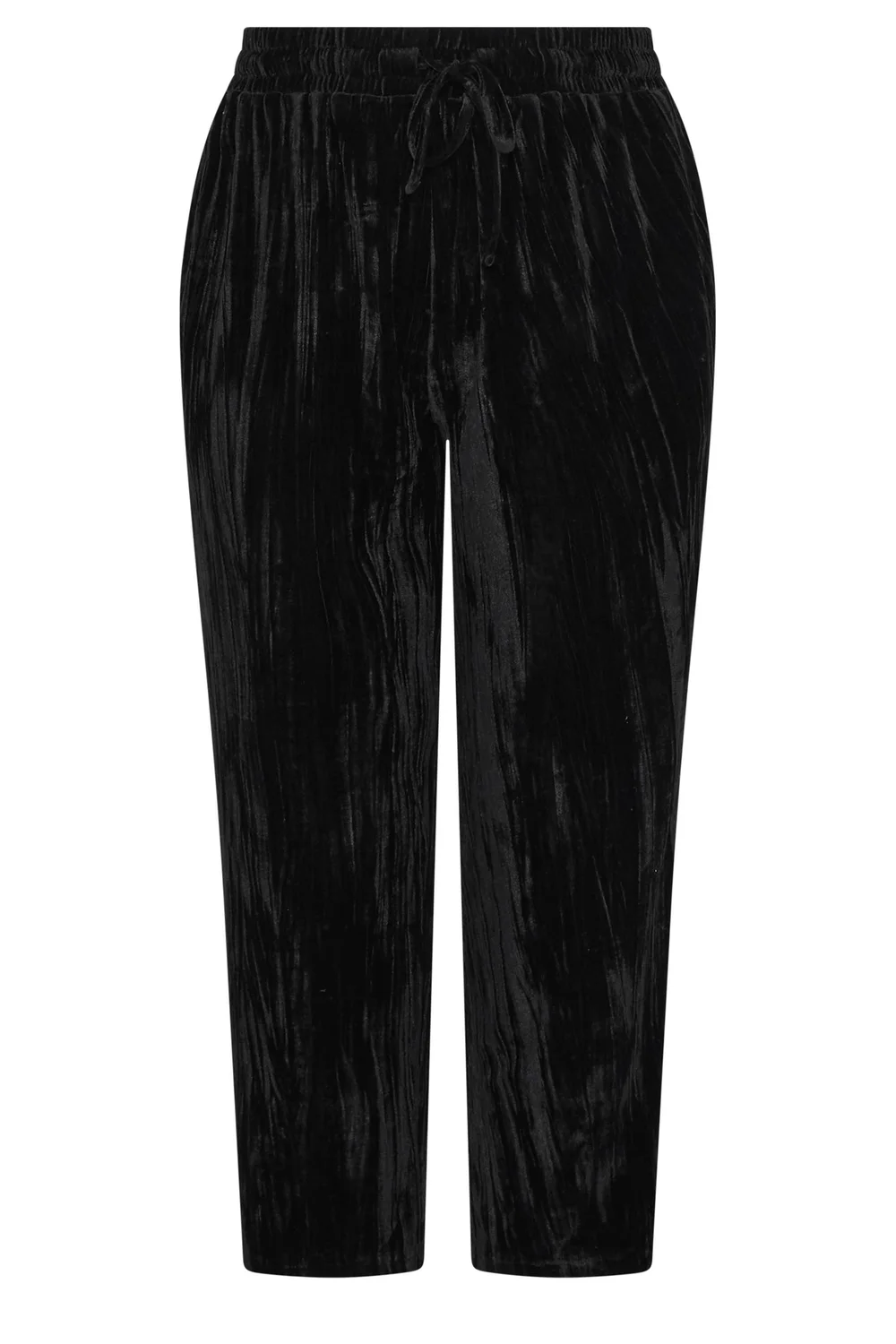 Yours Curve Black Velvet Barrel Leg Trousers - 16/L30 Image 5
