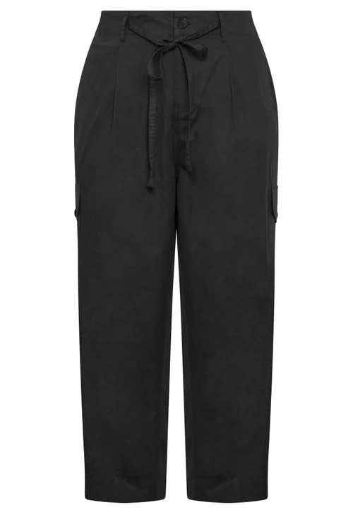 Yours Curve Black Barrel Cargo Trousers - 26-28 Image 5