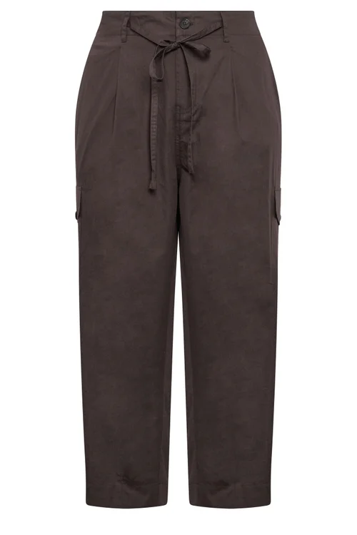 Yours Curve Mocha Brown Barrel Cargo Trousers - 12 Image 5