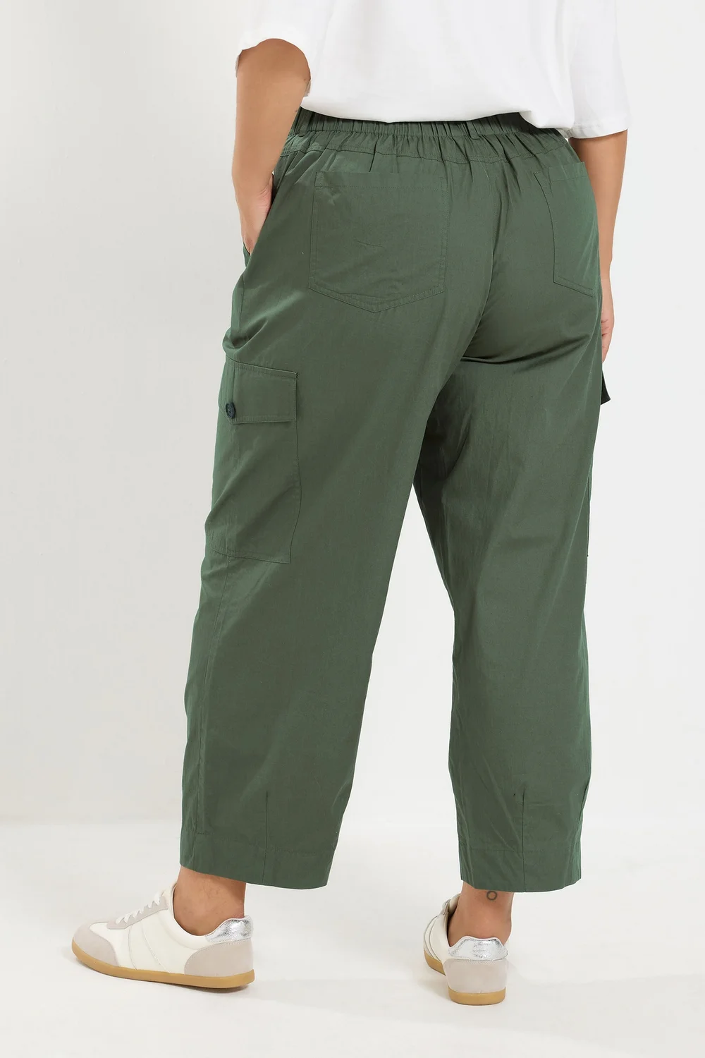 Yours Curve Green Barrel Cargo Trousers - 16 Image 3