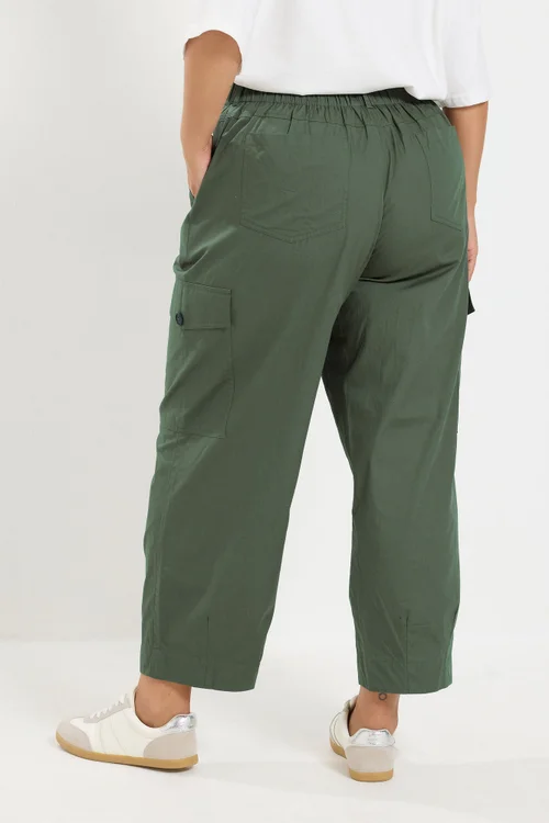 Yours Curve Green Barrel Cargo Trousers - 16 Image 3