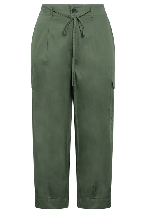 Yours Curve Green Barrel Cargo Trousers - 16 Image 5