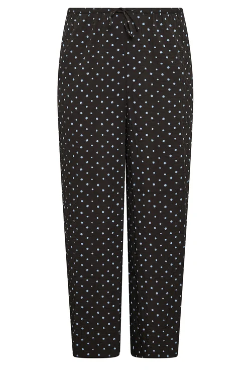 Yours Curve Chocolate Brown & Blue Polka Dot Wide Leg Trousers - 16/L28 Image 5