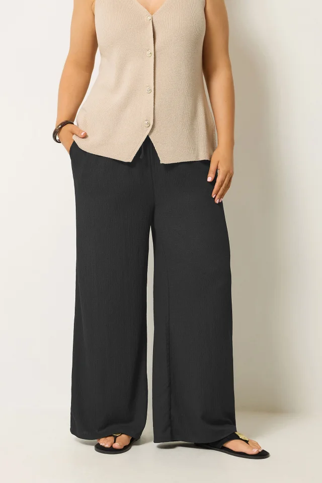 Yours Curve Black Textured Trousers