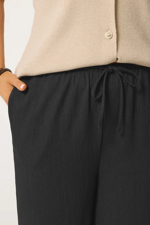 Yours Curve Black Textured Trousers - 20/L28 Image 4