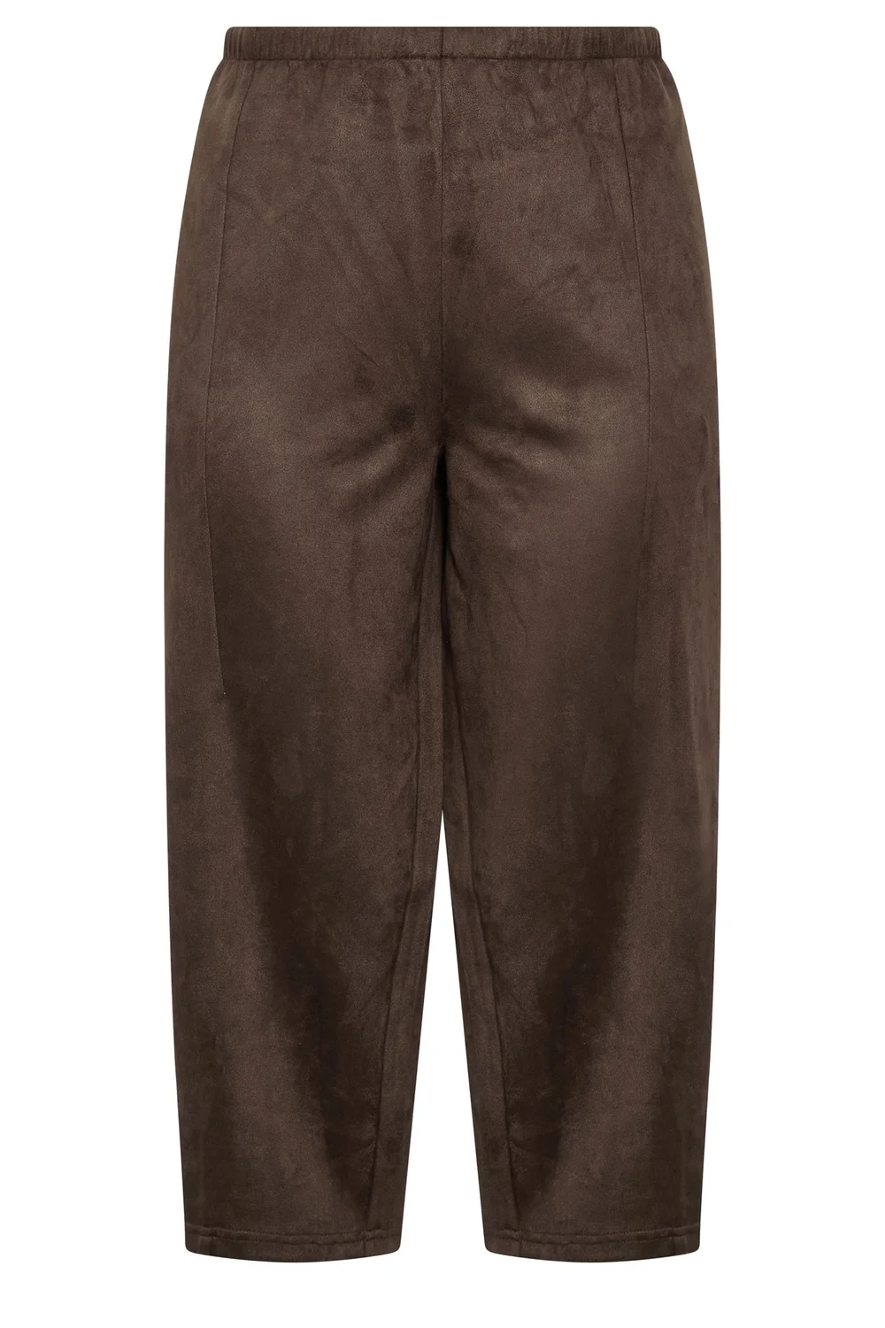 Yours Curve Brown Faux Suede Barrel Leg Trousers - 22-24/L30 Image 5