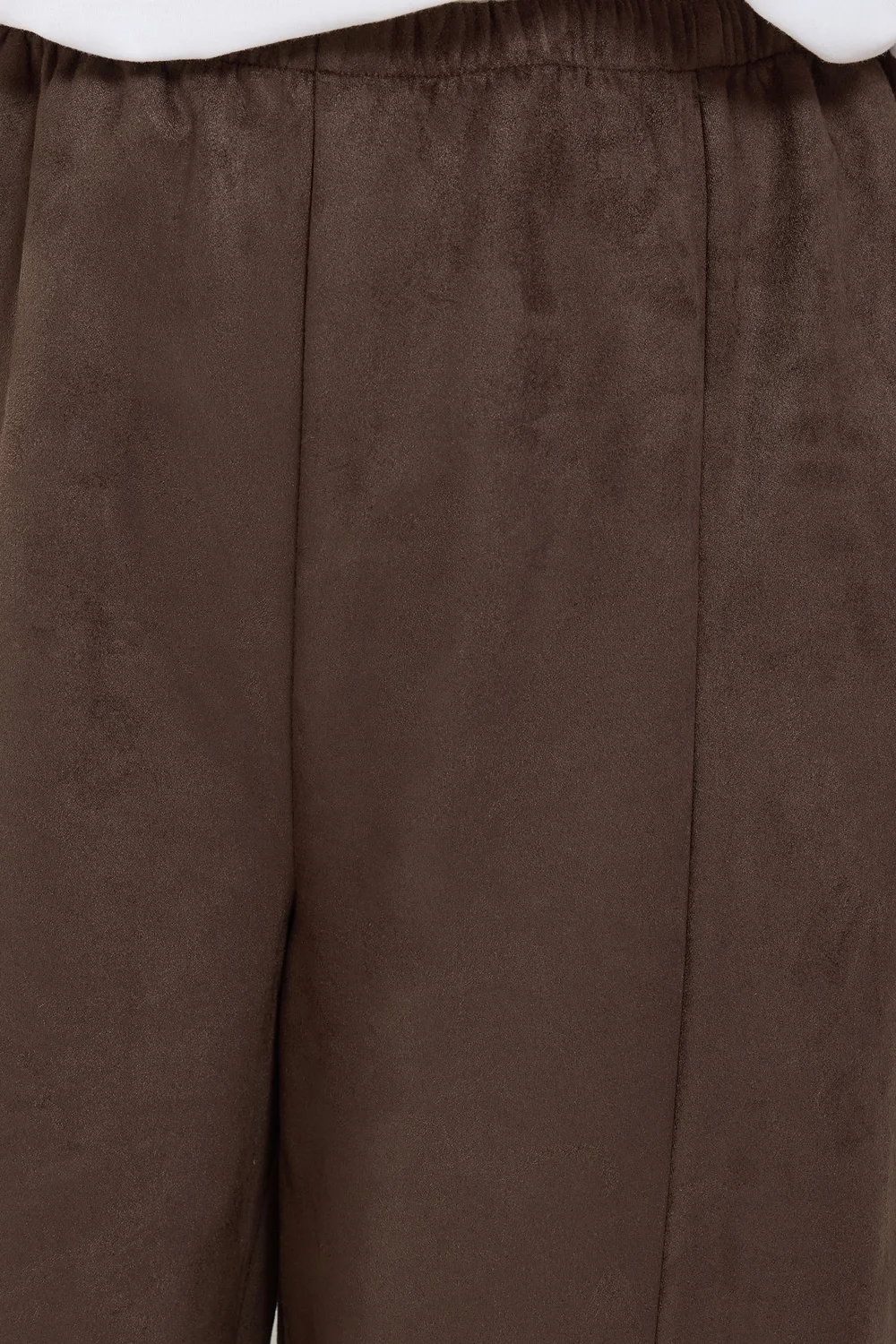 Yours Curve Brown Faux Suede Barrel Leg Trousers - 22-24/L30 Image 4