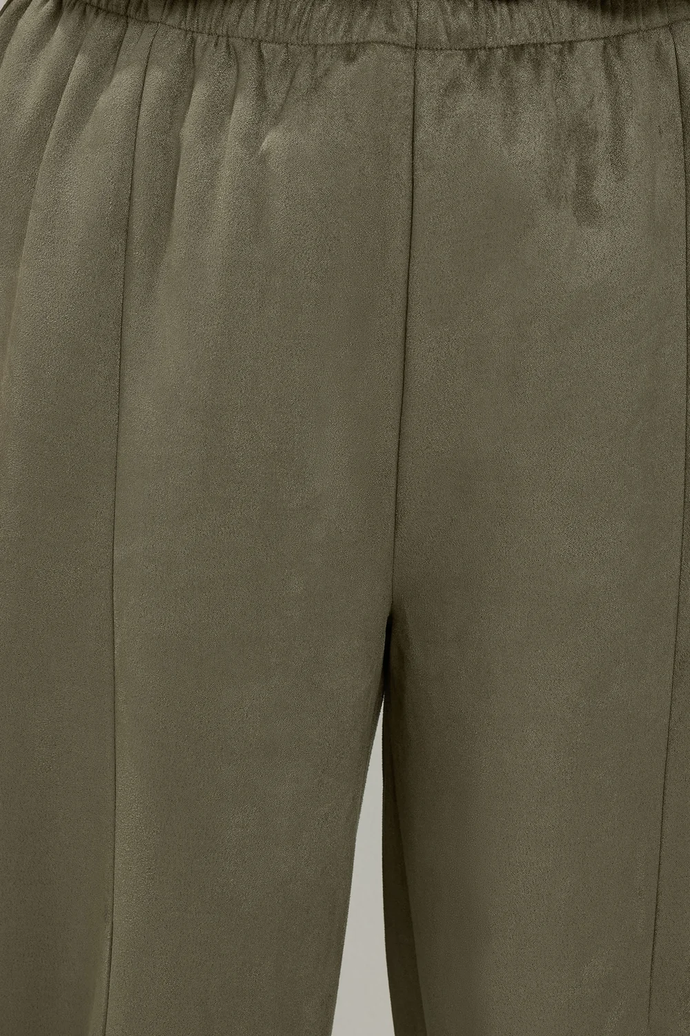 Yours Curve Khaki Faux Suede Barrel Leg Trousers - 12/L30 Image 4