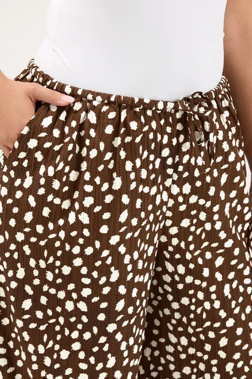 Yours Curve Chocolate Brown Deer Print Trousers - 26-28/L28 Image 4