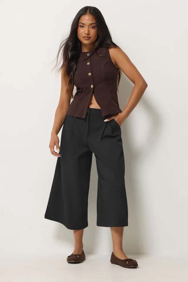 PixieGirl Petite Black Wide Leg Culottes