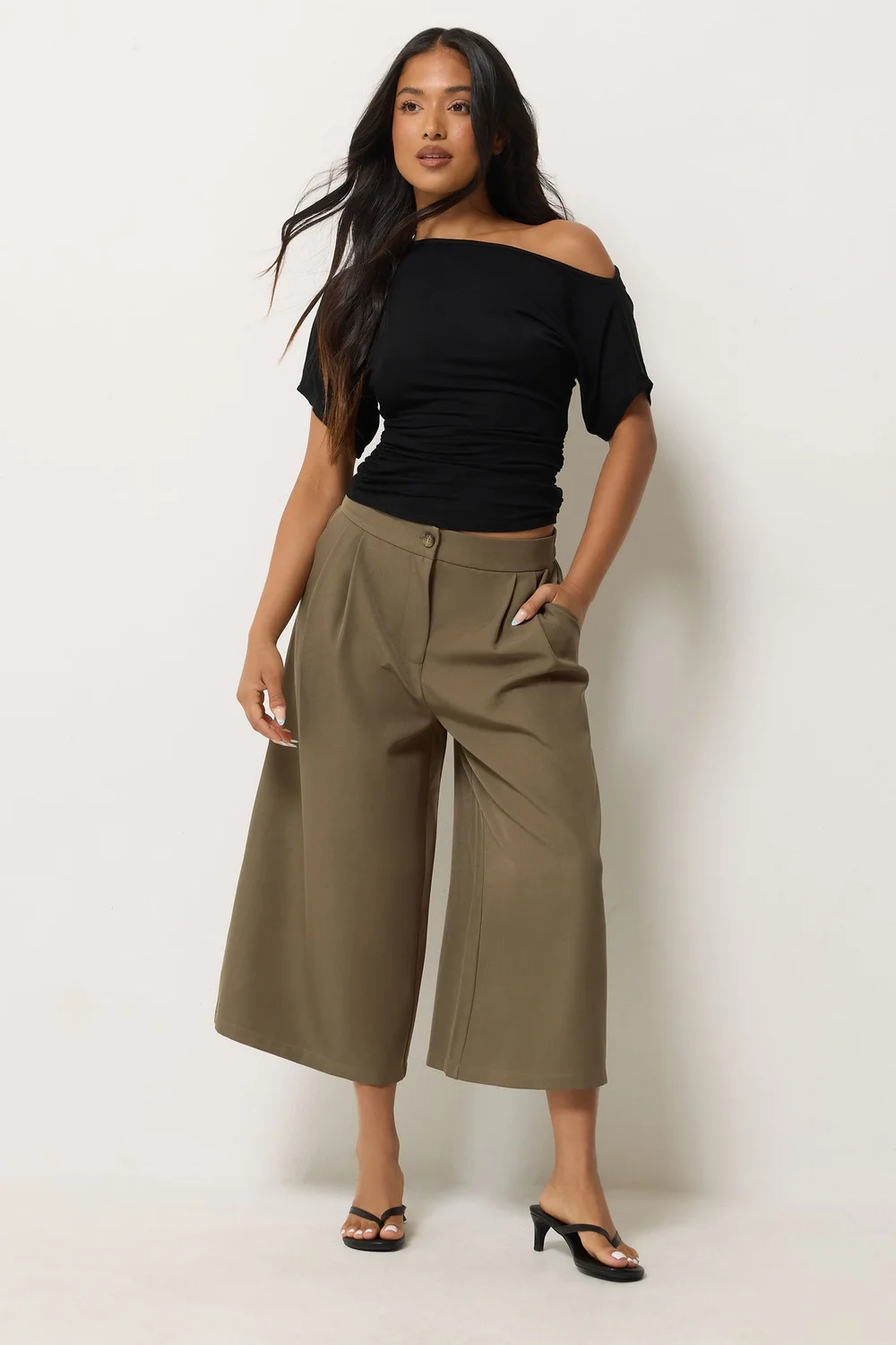 PixieGirl Petite Mocha Brown Wide Leg Culottes - 6 Image 5