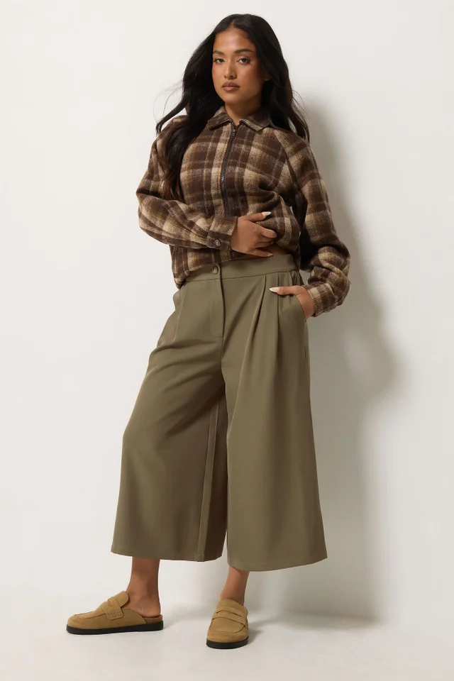 PixieGirl Petite Mocha Brown Wide Leg Culottes