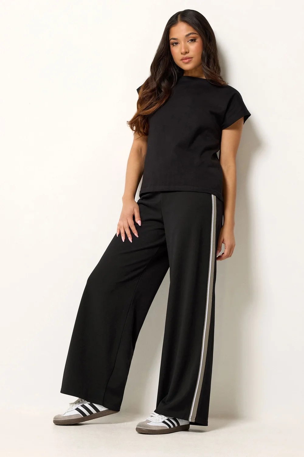 PixieGirl Petite Black Side Stripe Detail Wide Leg Trousers - 18/l27 Image 1