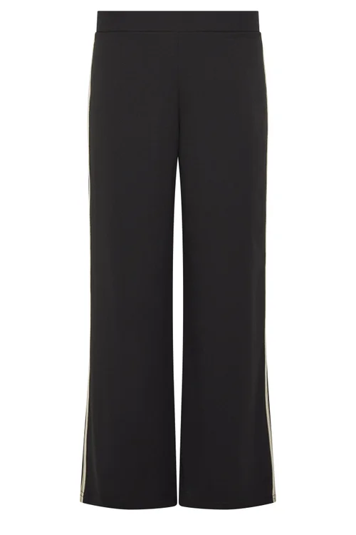 PixieGirl Petite Black Side Stripe Detail Wide Leg Trousers - 18/l27 Image 5