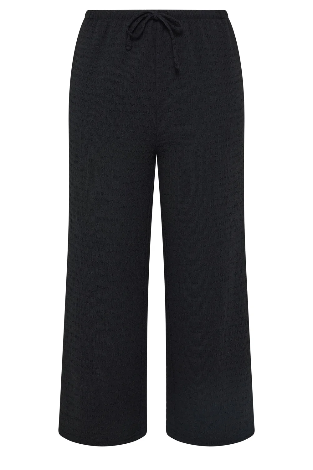 Yours Curve Black Textured Drawstring Trousers - 20/L30 Image 5
