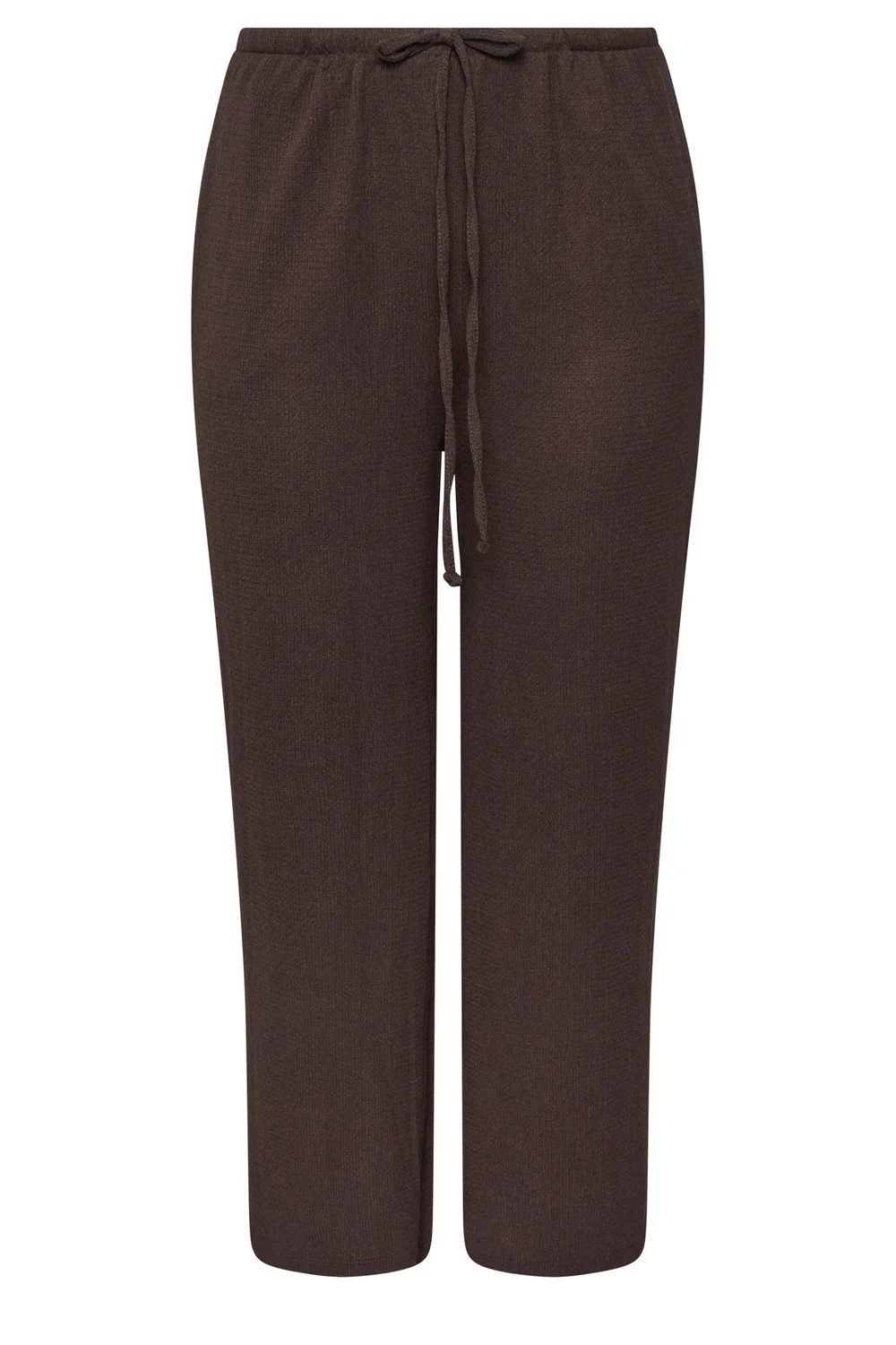 Yours Curve Chocolate Brown Textured Wide Leg Trousers - 20/L30 Image 5