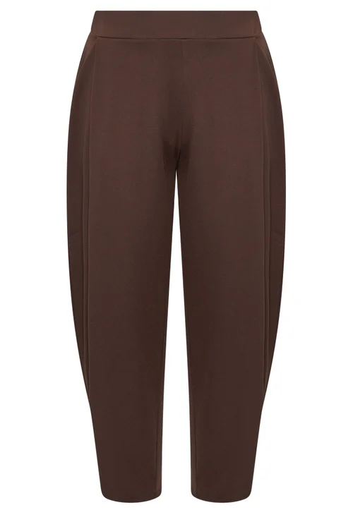 Yours Limited Curve Chocolate Brown Pleated Barrel Leg Trousers - 18 Image 5