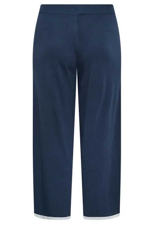 Yours Limited Curve Navy Blue Contrast Hem Trousers - 10-12 Image 5