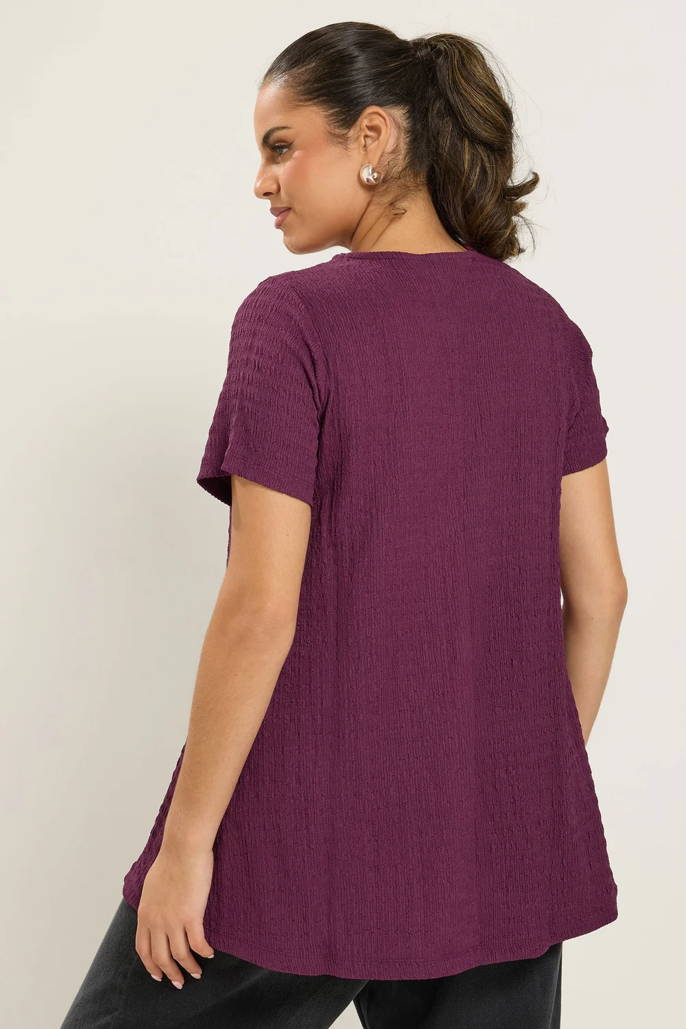 Yours Curve Purple Textured Swing Top - 30-32 Image 3