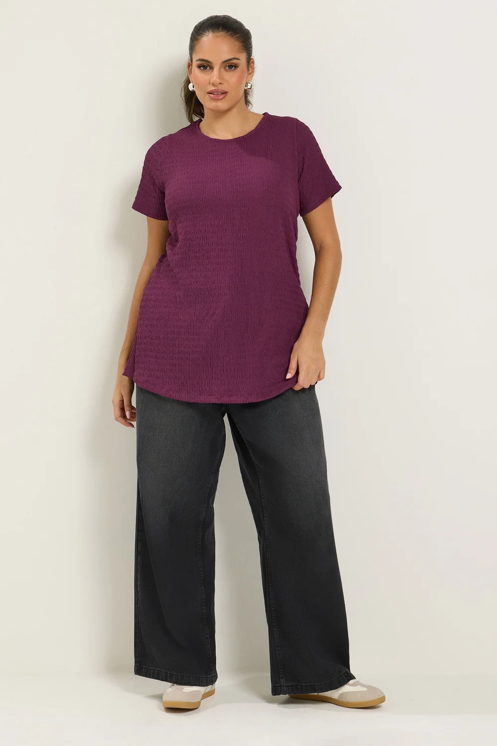 Yours Curve Purple Textured Swing Top - 30-32 Image 2