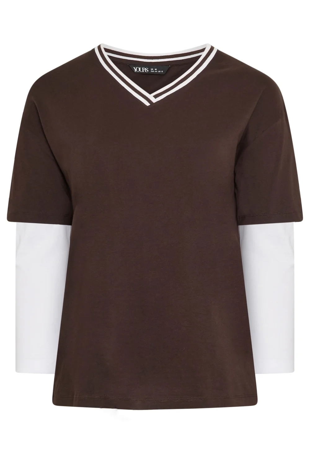 Yours Curve Chocolate Brown 2-In-1 Cotton Skater Top - 16 Image 5