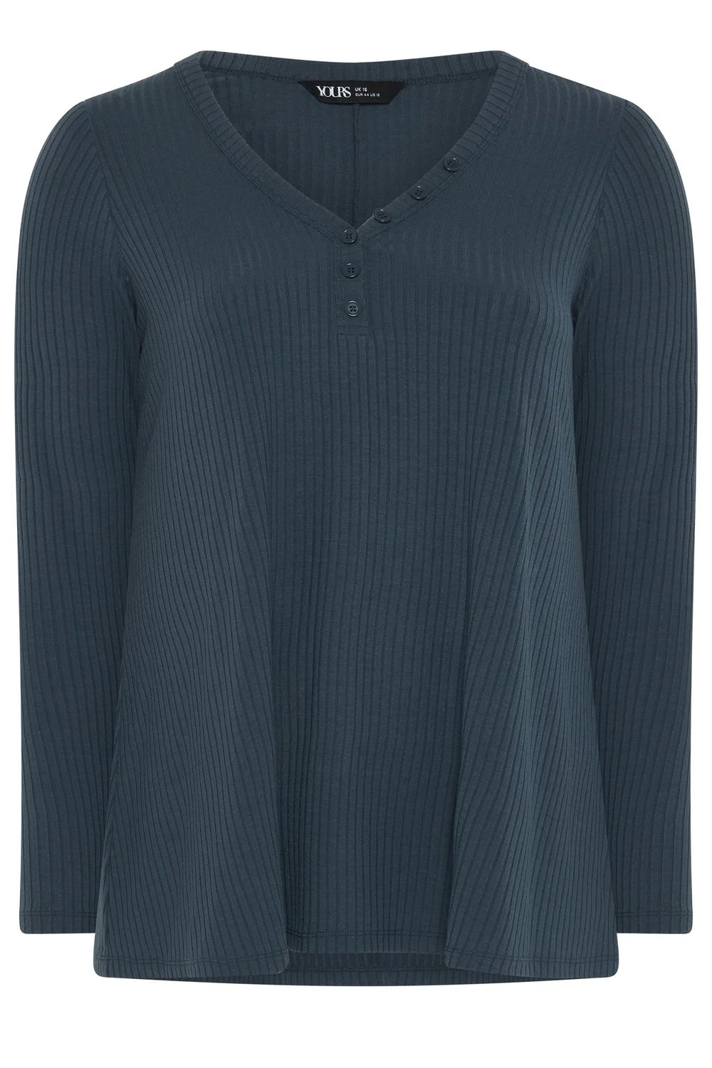 Yours Curve Grey Henley Swing Top - 30-32 Image 5