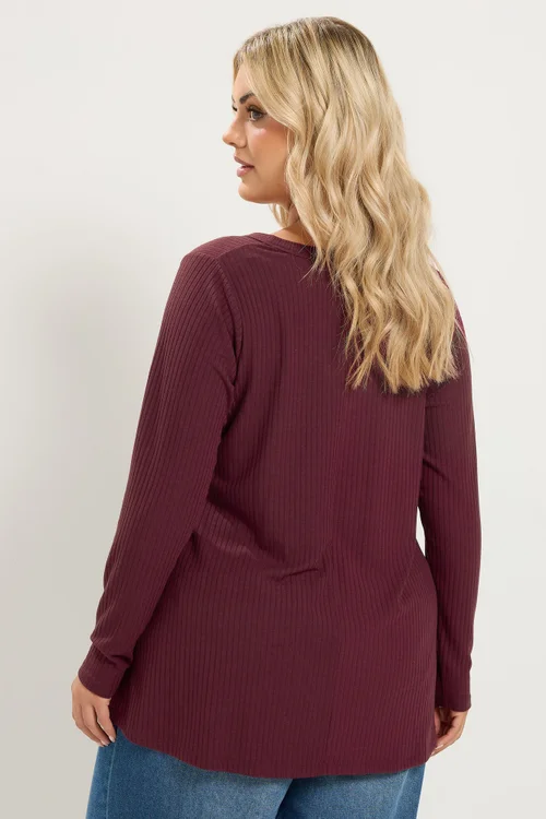 Yours Curve Red Henley Swing Top - 14 Image 3