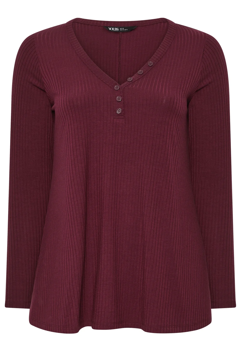 Yours Curve Red Henley Swing Top - 14 Image 5