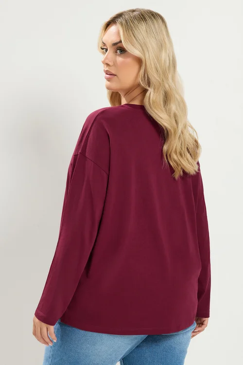 Yours Curve Red Relaxed Cotton Top - 18 Image 3