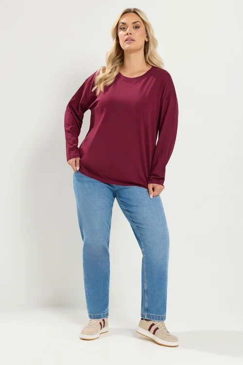 Yours Curve Red Relaxed Cotton Top - 18 Image 2