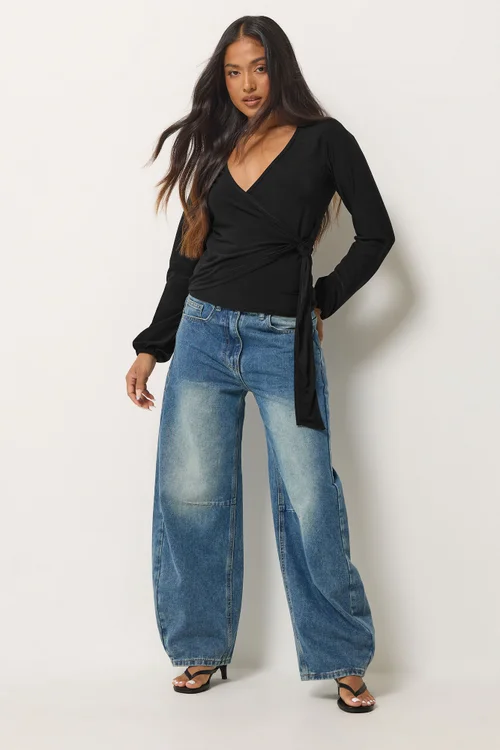 PixieGirl Petite Black Side Tie Balloon Top - 6 Image 2