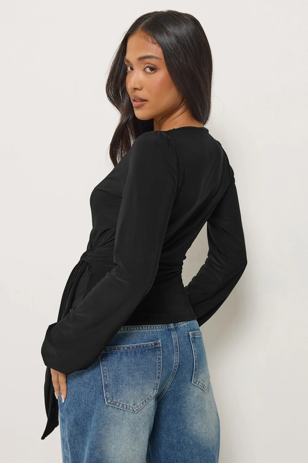 PixieGirl Petite Black Side Tie Balloon Top - 6 Image 3