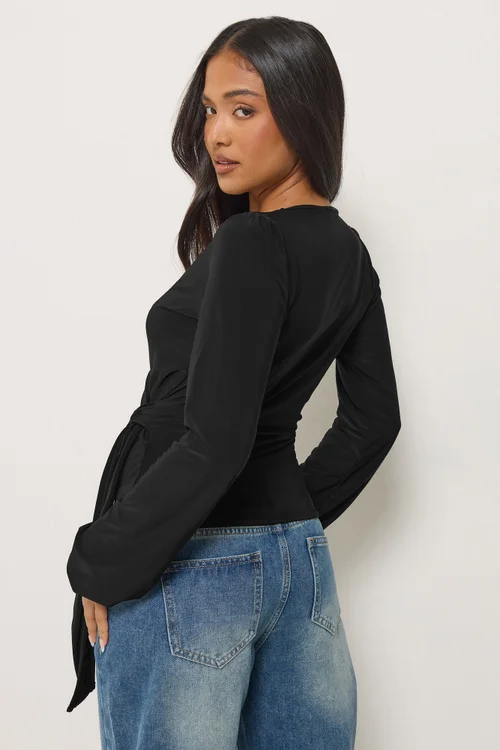 PixieGirl Petite Black Side Tie Balloon Top - 6 Image 3