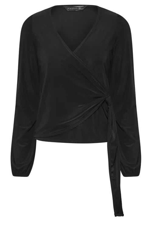 PixieGirl Petite Black Side Tie Balloon Top - 6 Image 5