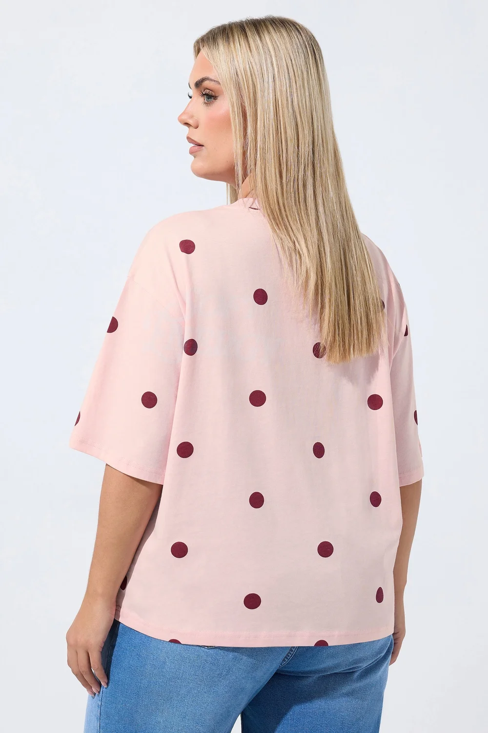 Yours Limited Curve Pink Polka Dot 'Soft Energy' T-Shirt - 18 Image 3