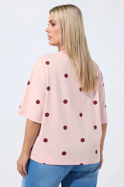 Yours Limited Curve Pink Polka Dot 'Soft Energy' T-Shirt - 18 Image 3