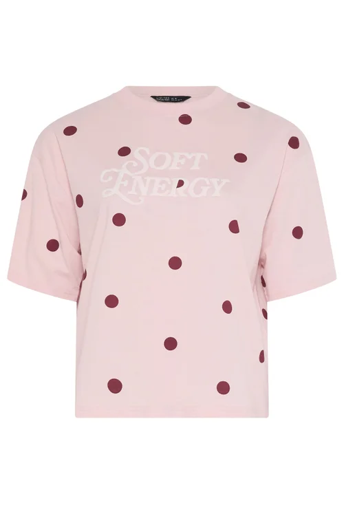 Yours Limited Curve Pink Polka Dot 'Soft Energy' T-Shirt - 18 Image 5