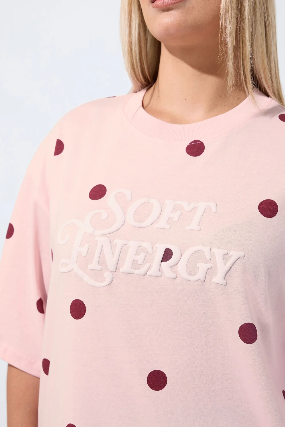 Yours Limited Curve Pink Polka Dot 'Soft Energy' T-Shirt - 18 Image 4