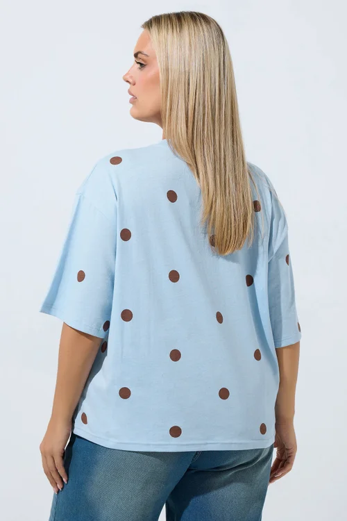 Yours Limited Curve Blue 'Slow & Steady' Polka Dot Tee - 16 Image 4