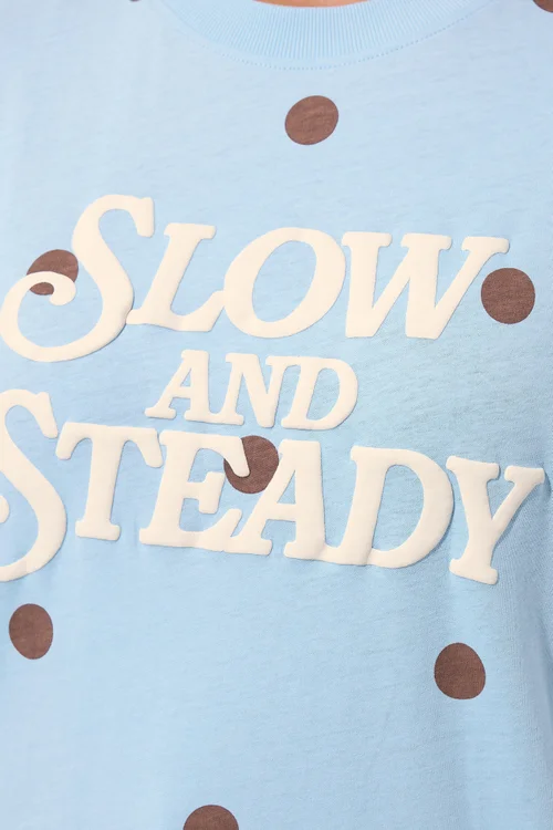 Yours Limited Curve Blue 'Slow & Steady' Polka Dot Tee - 16 Image 5