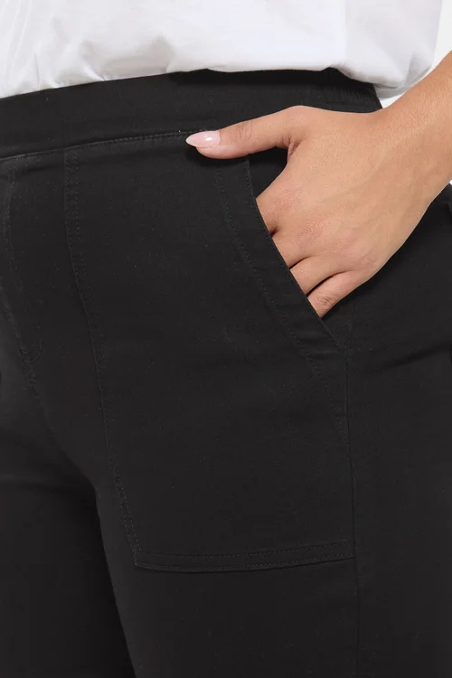 Yours Curve Black Patch Pocket Jeggings - 18/L30 Image 4