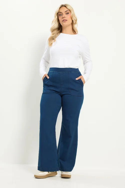 Yours Curve Blue Patch Pocket Jeggings - 18/L30 Image 2