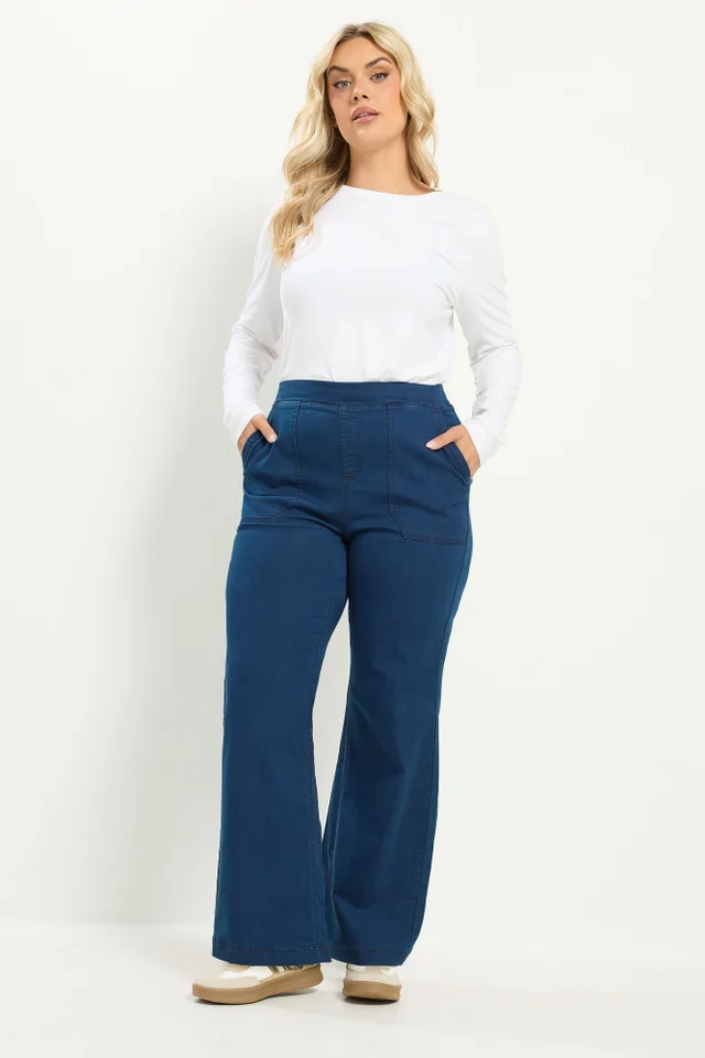 Yours Curve Blue Patch Pocket Jeggings