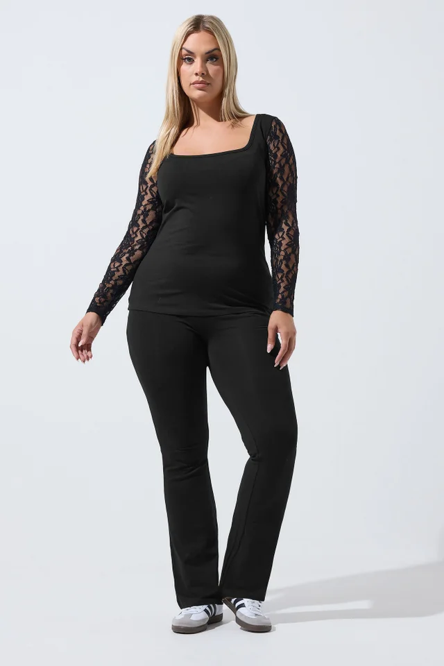Yours Limited Collection Curve Black Lace Hem Leggings