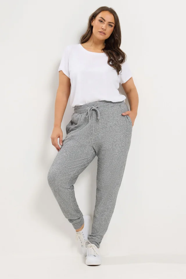 Yours Curve Grey Soft Touch Ribbed Joggers